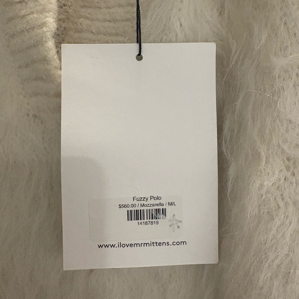 I Love Mr. Mittens Fuzzy Polo M/L Color: Mozzarella Nwt — image 5 of 7